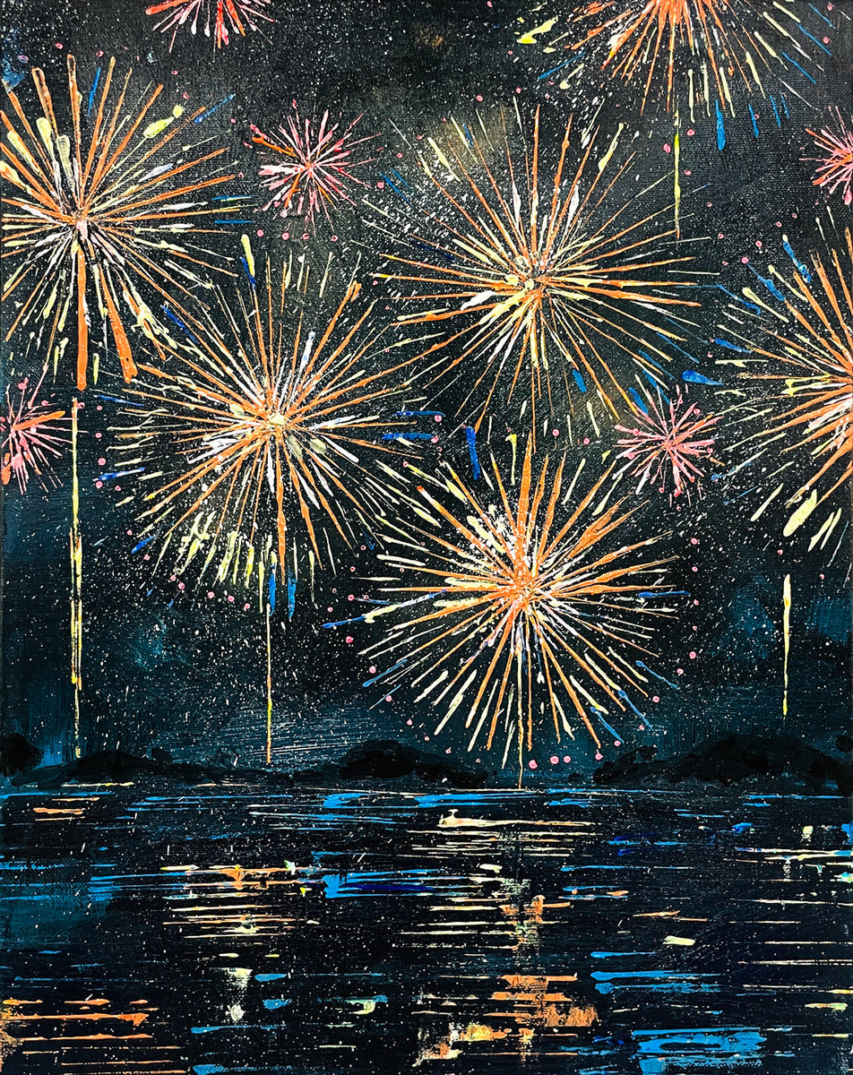 絵画 花火　油絵 26年08月23日 (日) 19:00-21:00 | 【NEW】広尾 | オリジナル | 花火