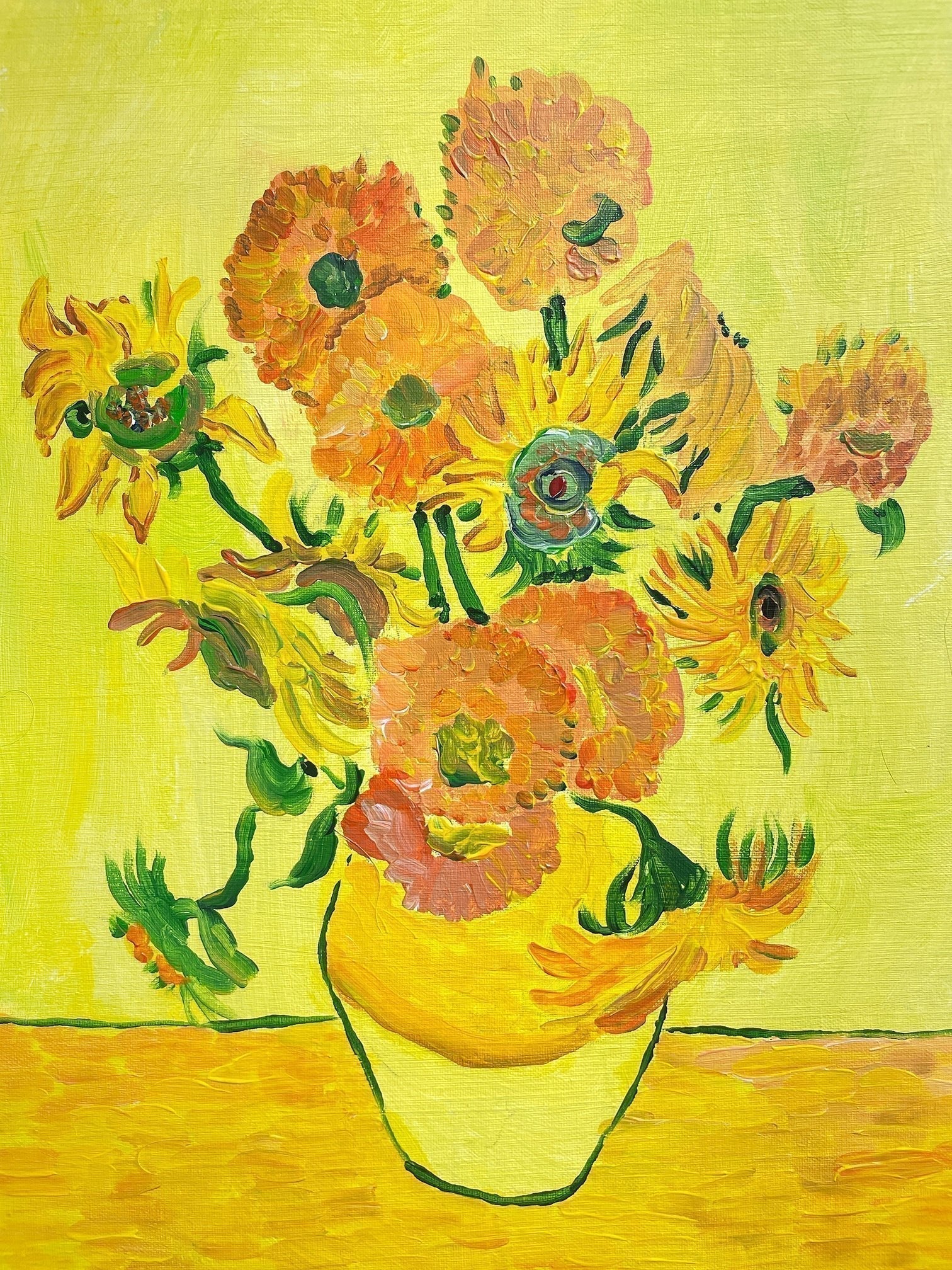 25年02月21日 (金) 11:00-14:00 | 日本橋 | フィンセント・ファン・ゴッホ | ひまわり *下描きあり (Sunflower by Vincent van Gogh *canvas drafted at Nihon-bashi)