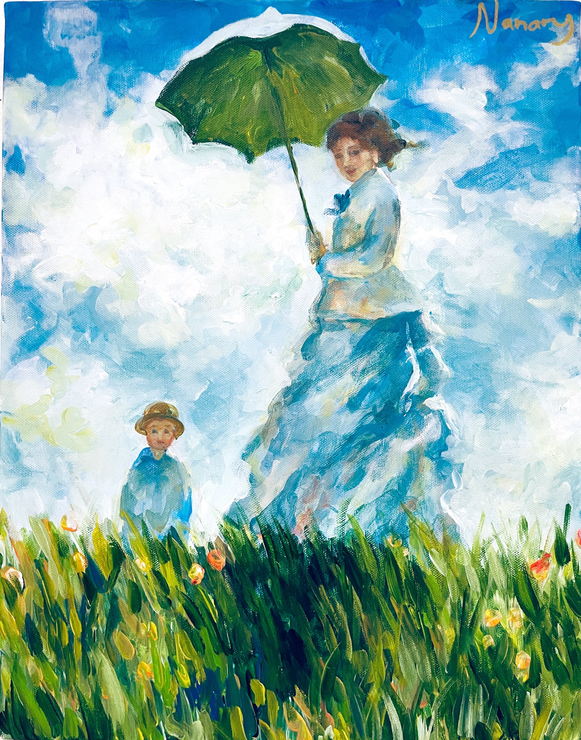 25年08月21日 (木) 11:00-14:00 | 日本橋 | クロード・モネ | 散歩、日傘をさす女性 *下描きあり ( at Nihon-bashi)