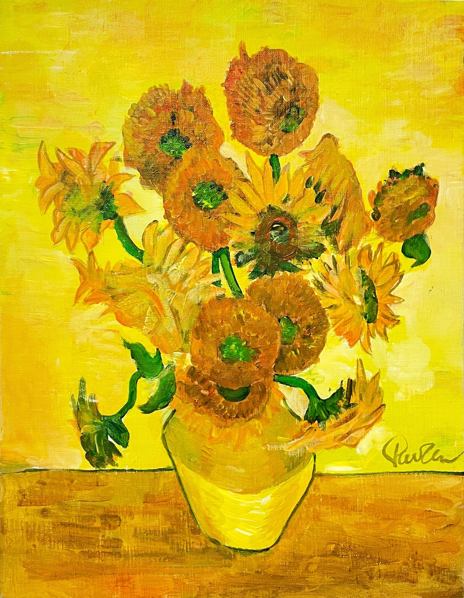 フィンセント・ファン・ゴッホ　絵画　ひまわり　良質キャンバス豪華　金箔額縁付き 一点物】 油彩 複製画 フィンセント・ファン・ゴッホ 「ひまわり