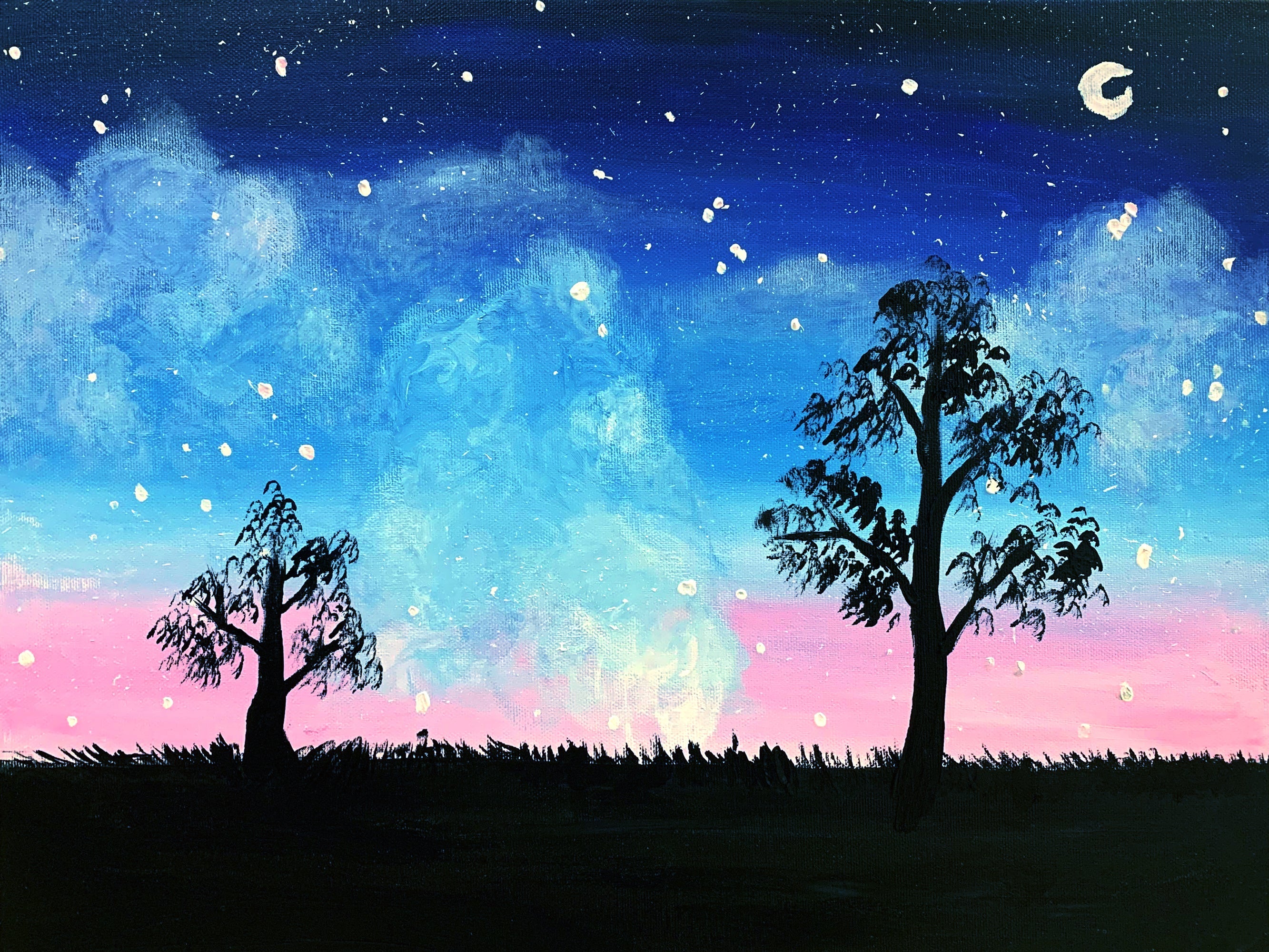 25年05月07日 (水) 19:00-21:00 | 日本橋 | オリジナル風景画 | Starry Sky (Original landscape painting Starry Sky at Nihon-bashi)