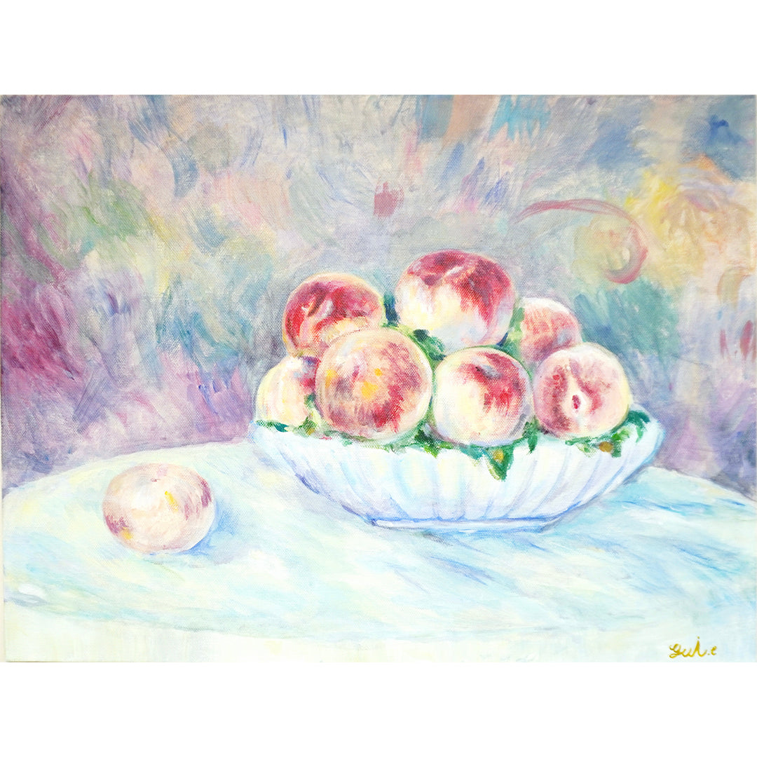 絵画　【桃】 桃とブドウのある静物、1881年。