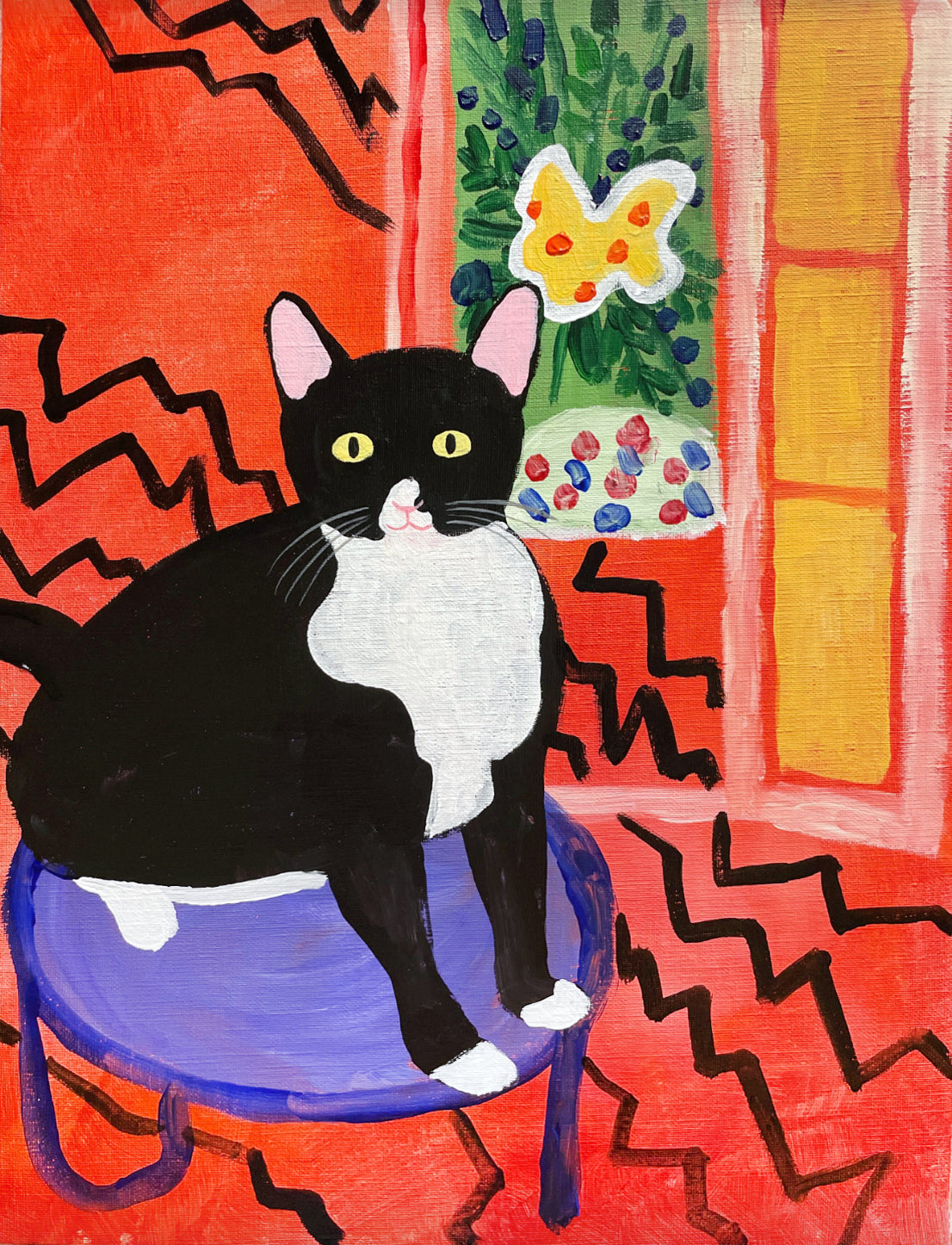 25年04月06日 (日) 14:00-17:00 | 上野/根津 | マティス風 | 猫の絵 (Matisse-Style Animal Painting at Ueno/Nezu)
